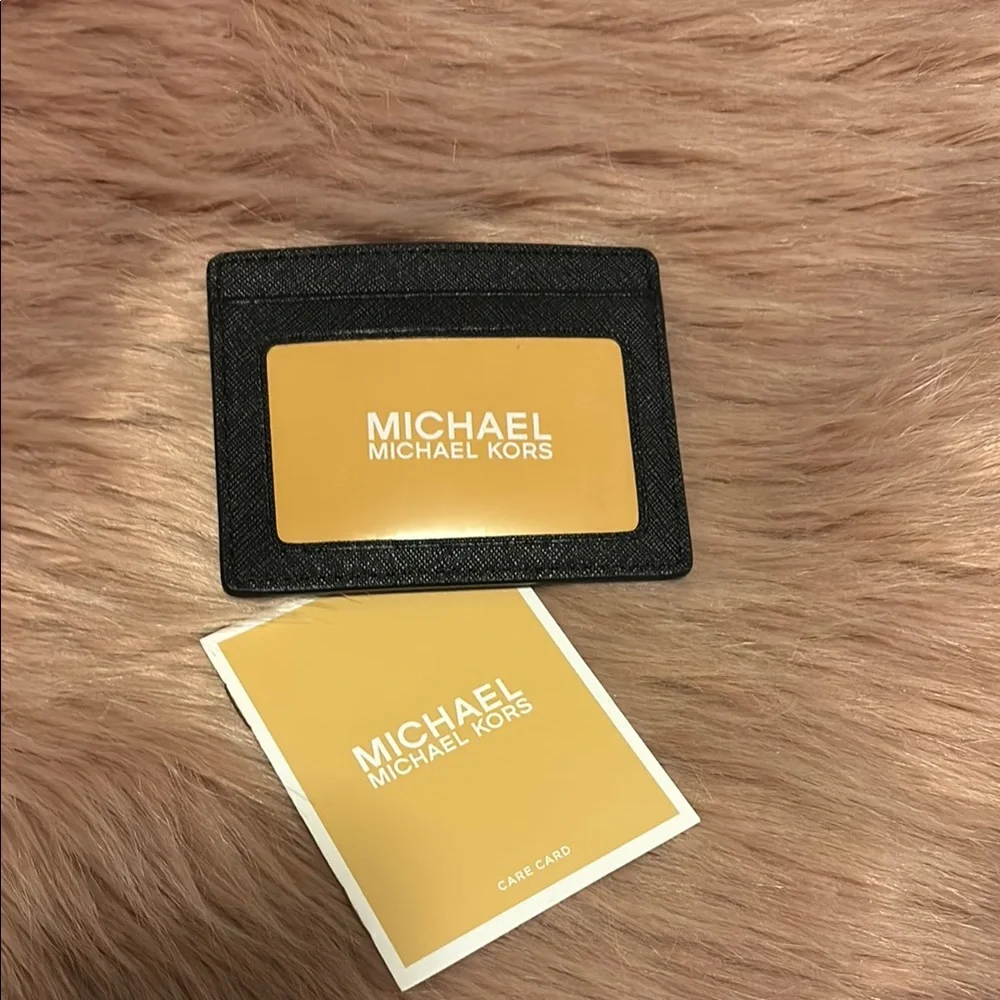 Michael Kors Black Card Holder with Yellow Card Insert